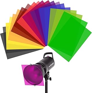 WEINIDASI 20 Piezas Filtros de Colores Transparentes Gelatinas Fotográficas superpuestas,Fotográfico de Compensación Corrección de Color Transparente Flash Filter Película Cámara Foco Estroboscópico
