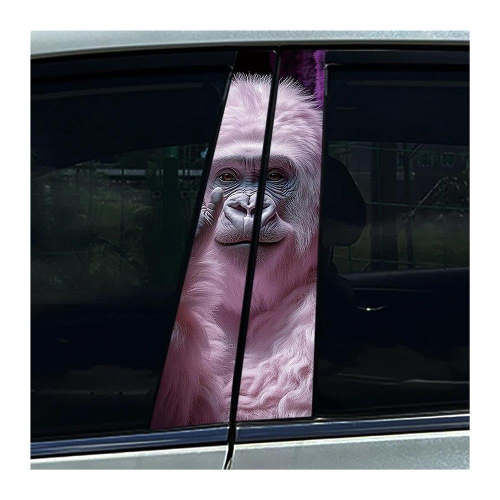 Body Parts 2pcs Car Center Pillar Sticker Shark Pink Ape Bear Animal Auto B Pillar Protective Film Sticker(G)