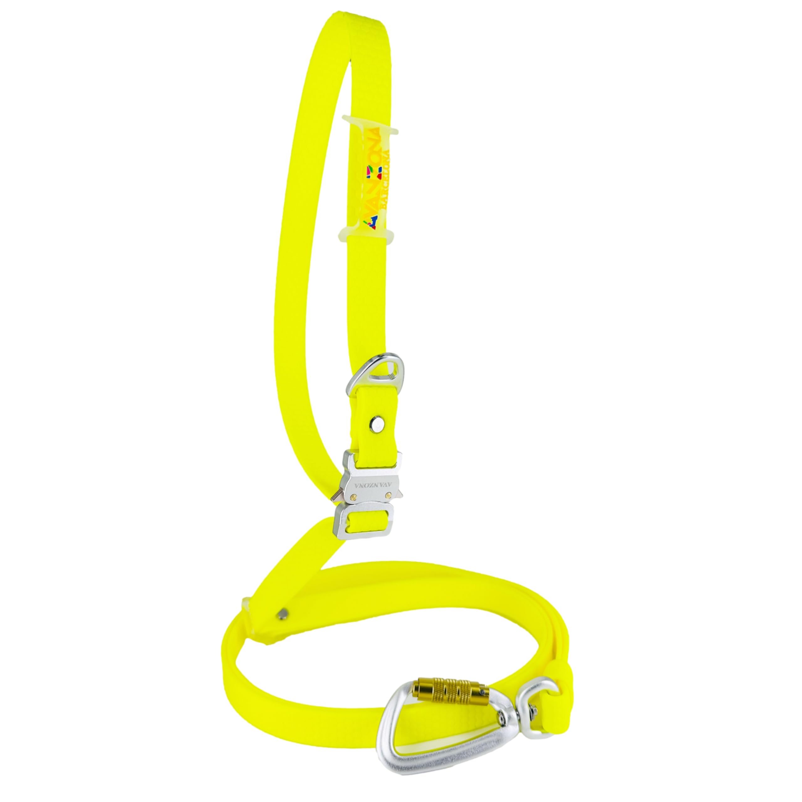 Handsfree Dog Lead, Waterproof, Made in Spain, Aluminum Buckle, PVC Coated Strap, Adjustable for Small, Medium and Large Dogs. Yellow. 2cm * (125cm-225cm).