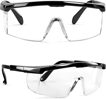 antools 2 Pack ANSI Z87+ Safety Glasses, Anti-Fog, Scratch-Resistant, Adjustable Temples, Clear Protective Eyewear, Lab Goggles