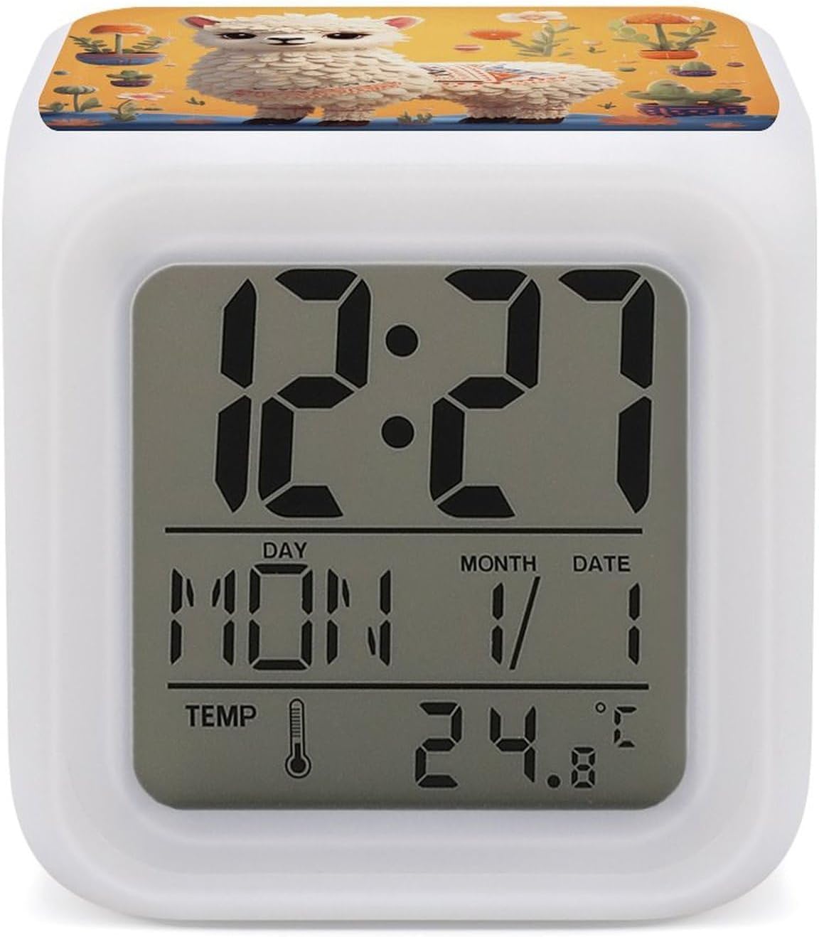 Cute Cartoon Alpaca Digital Alarm Clock Alarm Clock for Bedroom