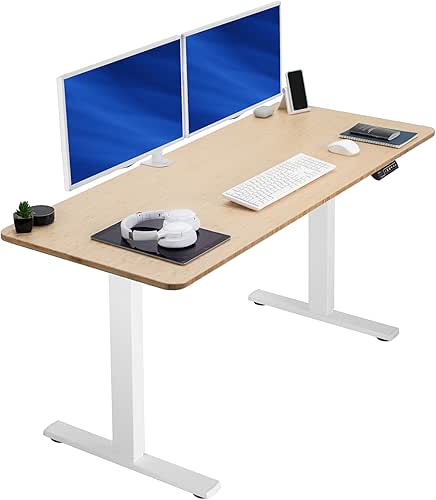 VIVO Electric 60 x 24 in Real Bamboo Standing Desk,