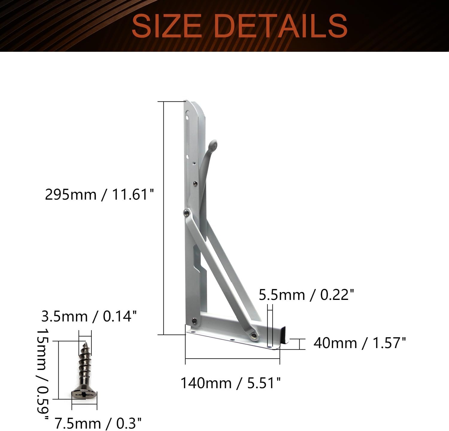 MroMax 12Inch Folding Shelf Bracket, Metal White Triangle Wall Mount Support Waterproof, Pack of 2