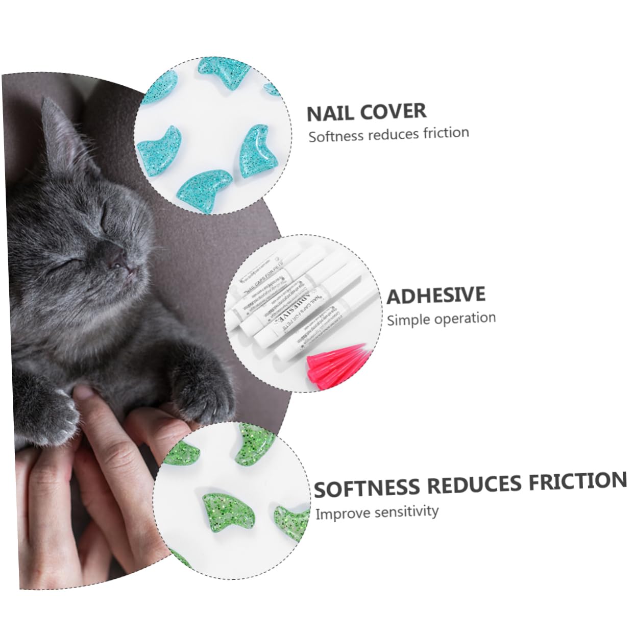 Toddmomy 300 Pièces Ensemble D'Ongles pour Animaux De Compagnie Capuchons De Griffes De Chat Capuchons D'Ongles pour Animaux De Compagnie Capuchons De Griffes pour Chats Couvre-Griffes De
