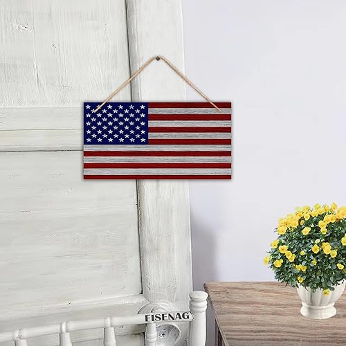 Vista 3 de Letrero de bandera estadounidense retro colgante para puerta, 5.9 x 11.8 pulgadas, letrero vintage para placa de pared, póster de cafetería, bar