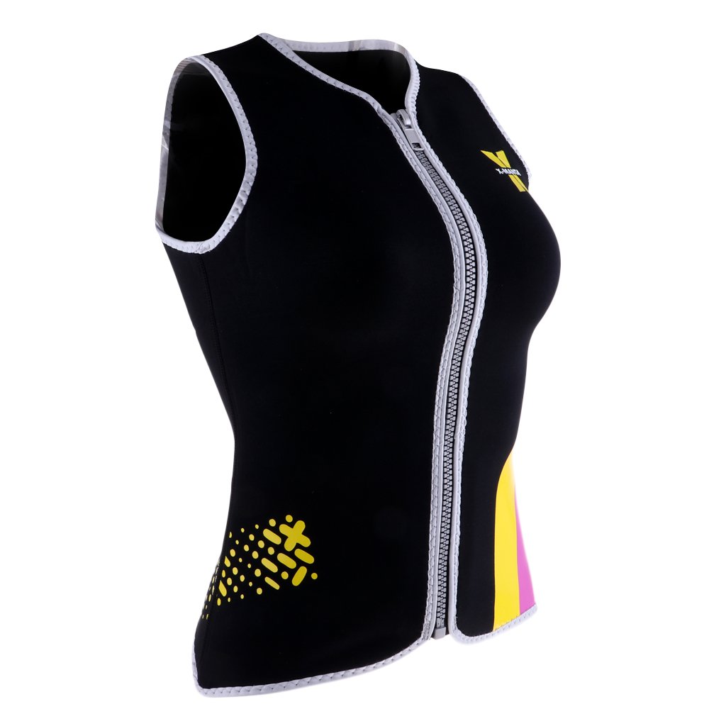 Veste de plongée sans manches en néoprène avec fermeture éclair avant 3 mm pour femme Noir Taille M