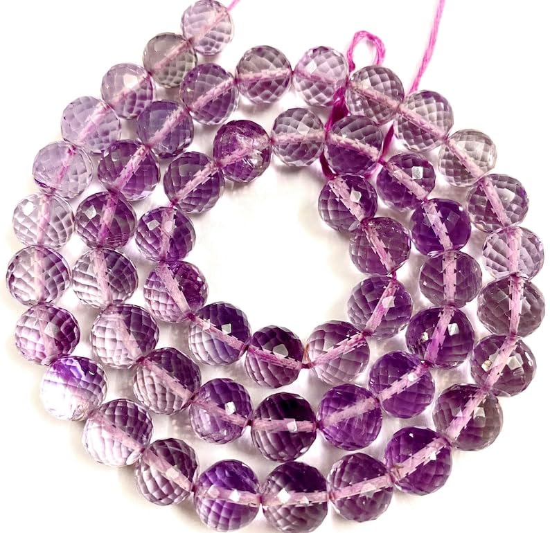 Perles améthyste naturelle facettée violette de 7x8mm, qualité supérieure pour joaillerie