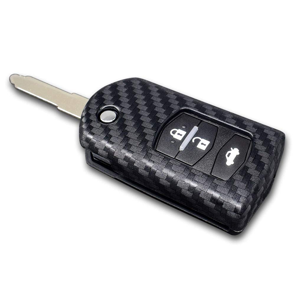 Ceyes Carbon Fiber Texture Protective Key Cover Car Smart Key Cover Car Remote Key Fob Cover Shell for Mazda 2 3 5 6 8 CX-5 CX-7 CX-9 M2 M3 M5 M6 MX-5 RX-8 ATENZA Axela