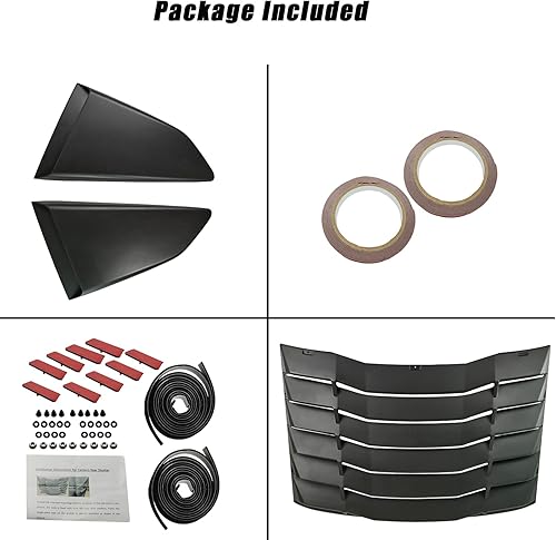 Miniatura 8 de Rejillas de ventana trasera y lateral para Chevy Camaro 2016-2021, rejilla de ventilación para cubierta de parabrisas, color negro mate ABS