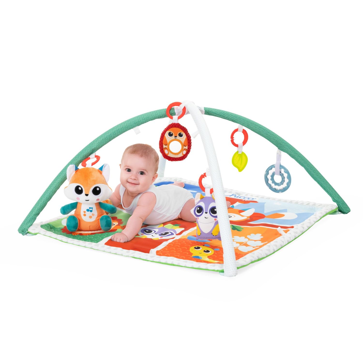 Cottonbebe Palestrina Neonato Multifunzione 0+ Mesi - Tappeto Morbido Con Archi In Legno E 3 Giocattoli Interattivi, Tema Orso