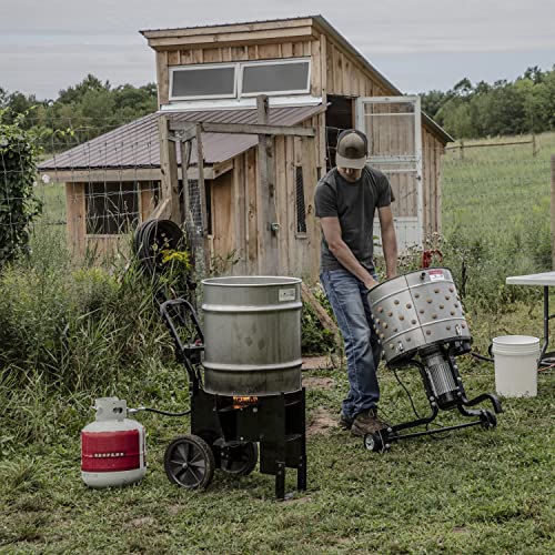 Image of Yardbird 21833 Chicken Plucker, Stainless Steel, 1.5 HP Motor, 20-inch Drum, 110 Natural Soft Fingers, Integrated Irrigation Ring, Transport Wheels, Simple Debris Collection