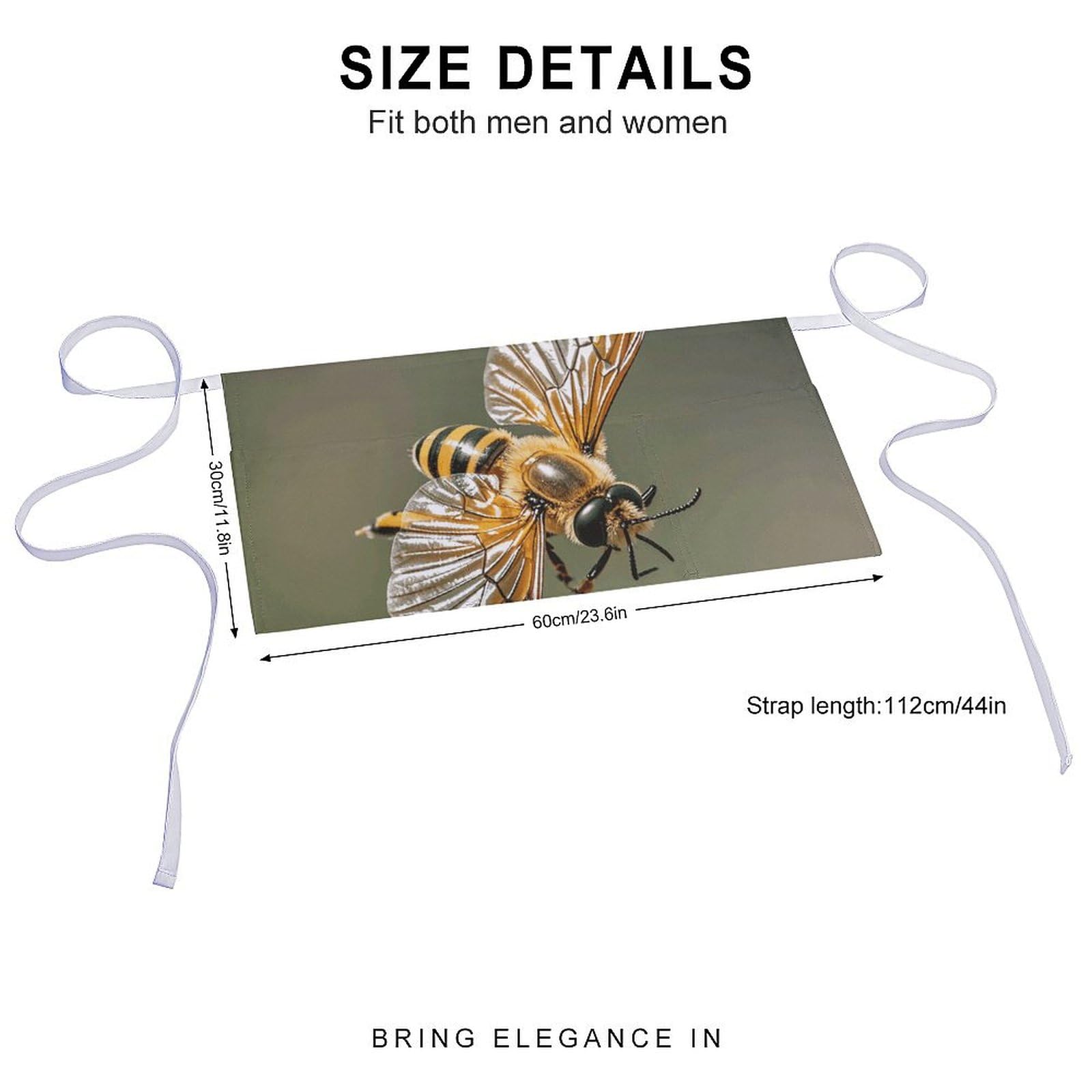 DJUETRUI Bee Flying Adjustable for Women Men with Pockets Extra Long Lab Apron Butcher Apron Oxford Cloth Cotton Apron for Kitchen Cooking Baking