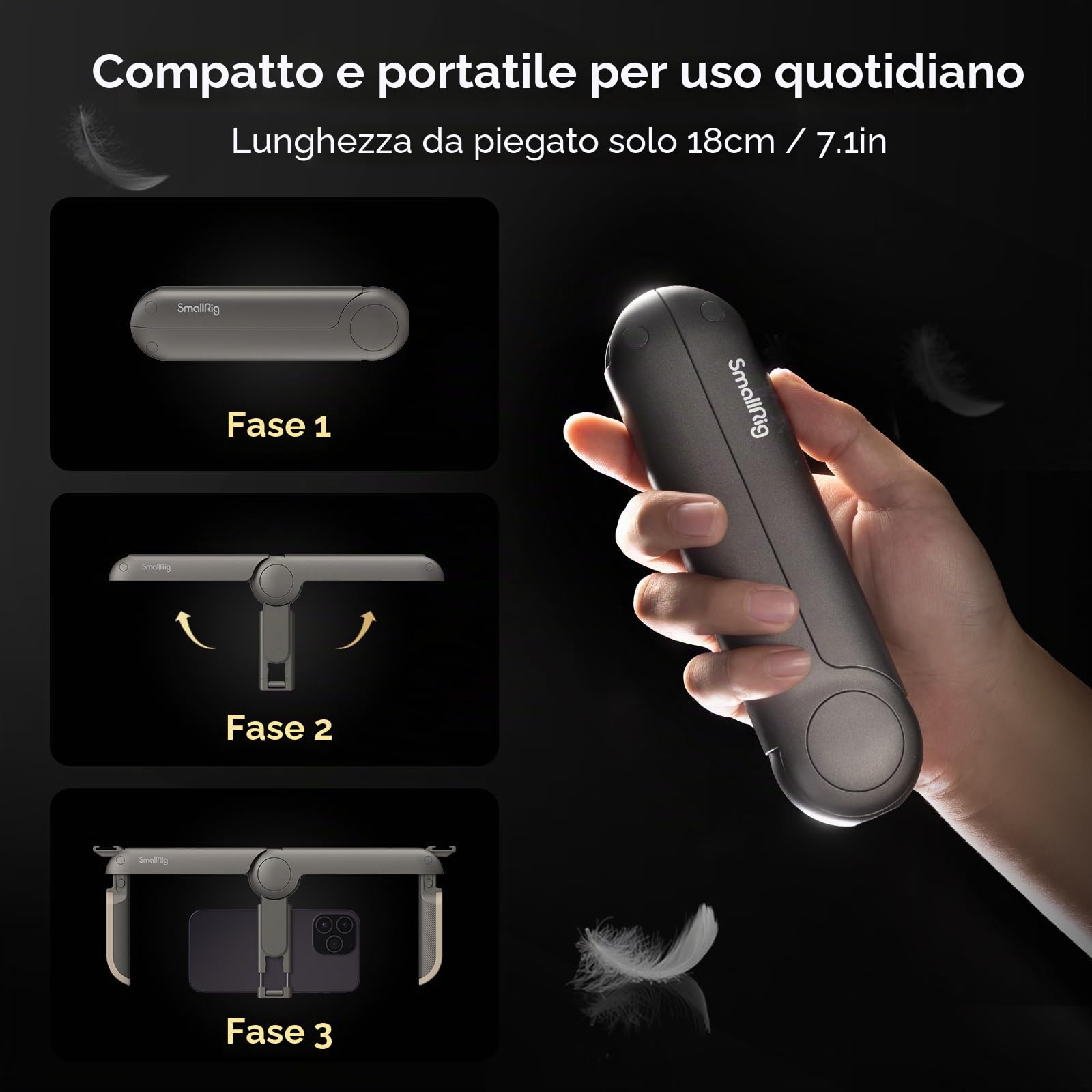 SMALLRIG Smartphone Video Rig Pieghevole, Phone Rig per Vlogging per Videomaker per iPhone 15/14/13/12 Pro Max per Samsung S10+ S10 S9 per Huawei P30 Pro e Altri Telefoni Android - 4047