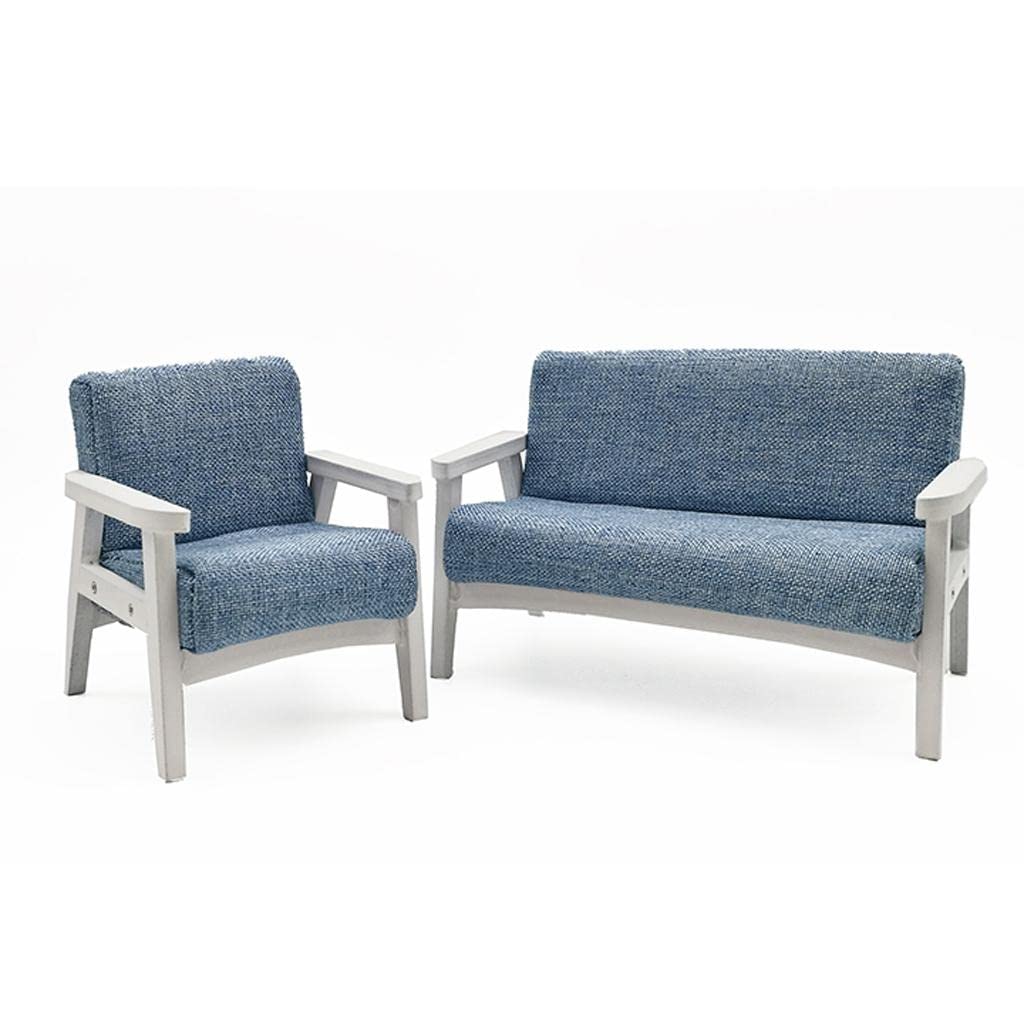 1:12 Schaal Poppenhuis Enkele Fauteuil voor Woonkamer Meubels Decor Onderdelen Blauw