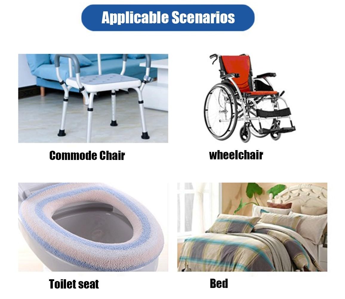 Genérico Cojín De Asiento De Inodoro para Personas Mayores, Cojín Antiescaras para Silla De Ruedas, Algodón Grueso Transpirable con Alivio De Presión, PU Impermeable Antideslizante Fijo