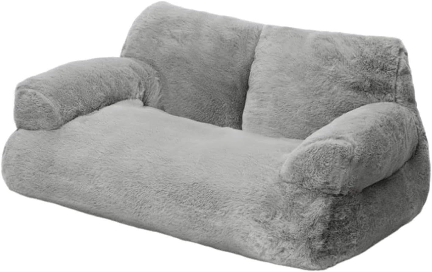 Soft Calming Cat Sofa Bed Pet Couch Non Slip Base All Seasons Comfortable Dog Bed Sofa Fluffy Cat Couch for Indoor Cats Puppy, Gray M