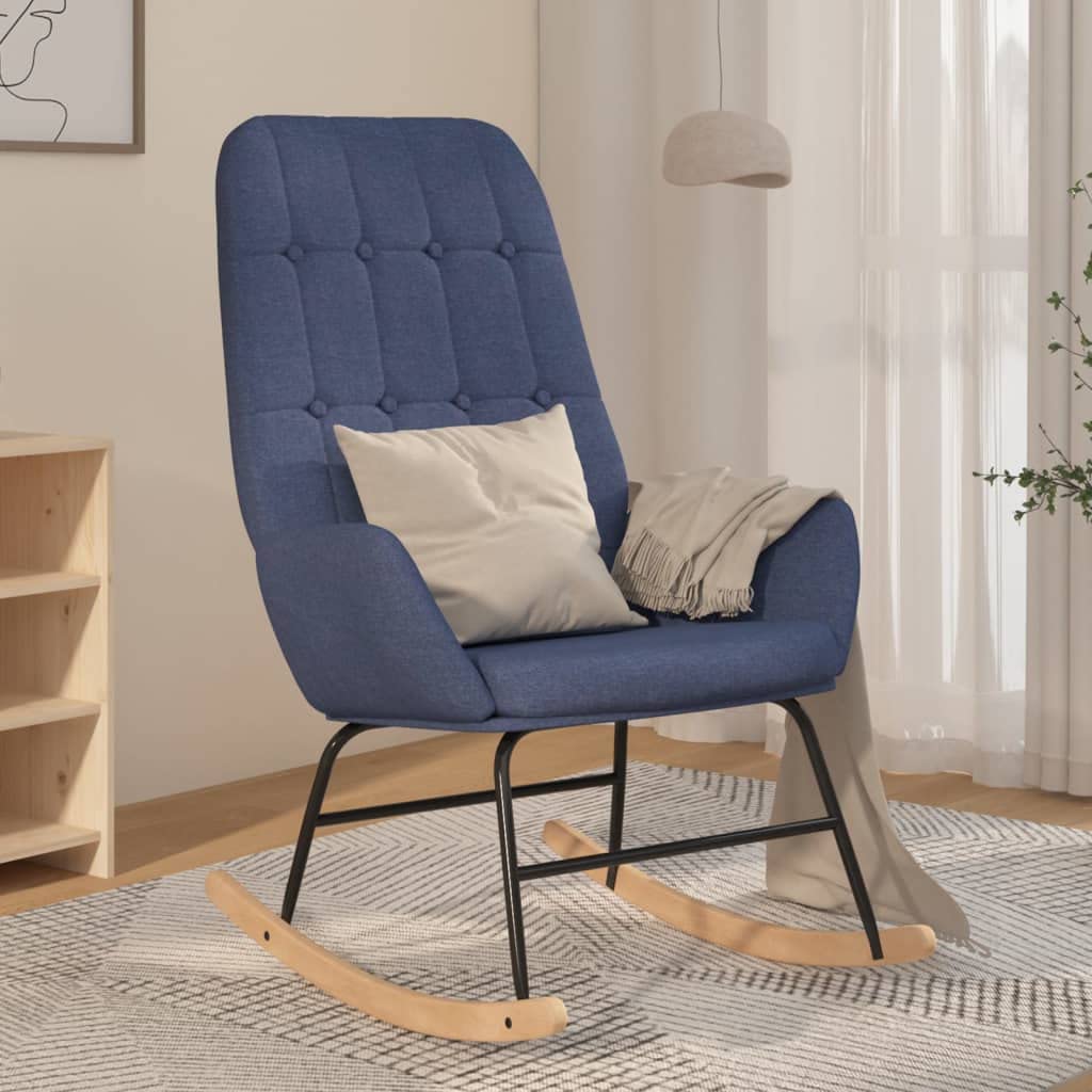 Genérico Silla Mecedora de Tela Azul, Mecedoras Azul,341257