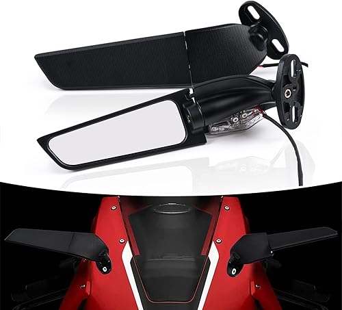 Vista 7 de Espejos retrovisores de motocicleta, espejos laterales giratorios ajustables para Honda Kawasaki Suzuki Yamaha - Gran negro