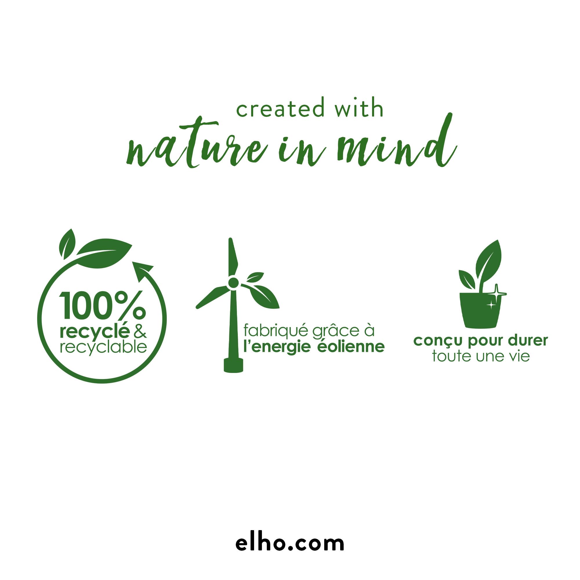 Elho Sereh Haut 40cm Pot de Fleur - Nordic Green | Ø 39 x H 53.4 cm | Convient à une Utilisation Extérieure | Plastique 100% recyclé