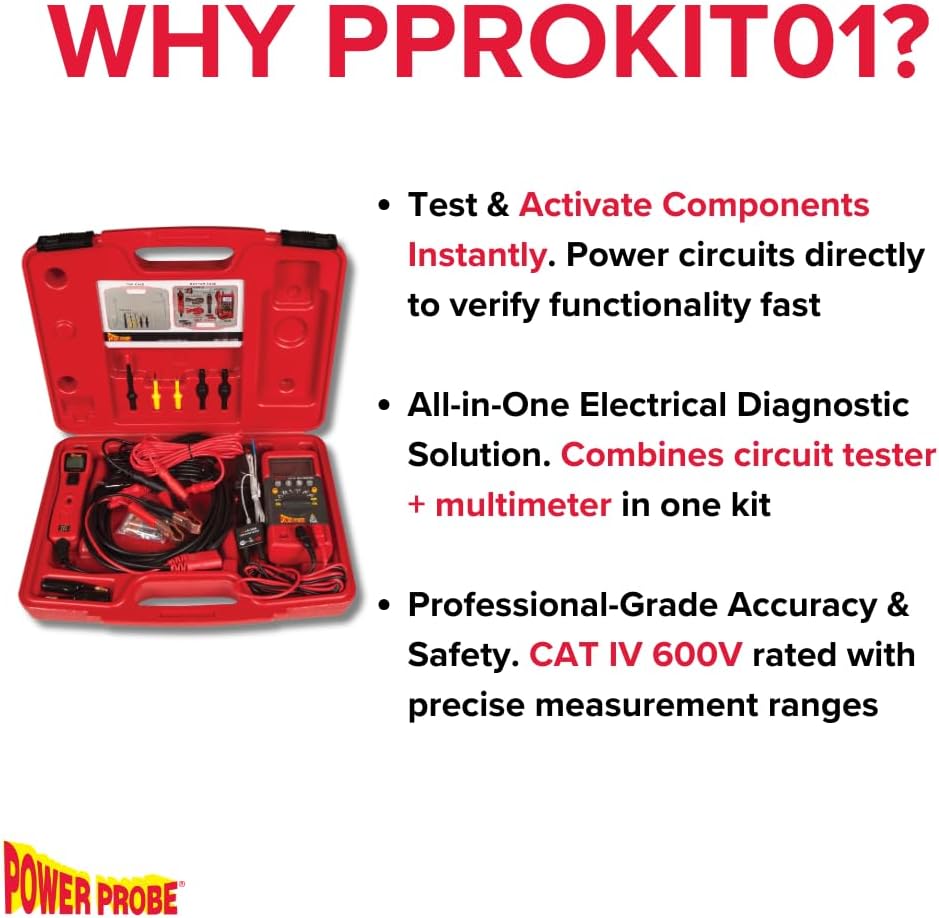 Power Probe Profesional Electrical Test Kit with Power Probe 3, Digital Multimeter, and Auto AC Tempature Testing Kit