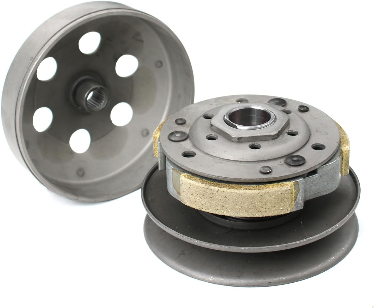 Glixal GY6 49cc 50cc Rear Clutch Driven Pulley Assy with Clutch Bell for 139QMB 139QMA Scooter Moped ATV Go-Kart Engines