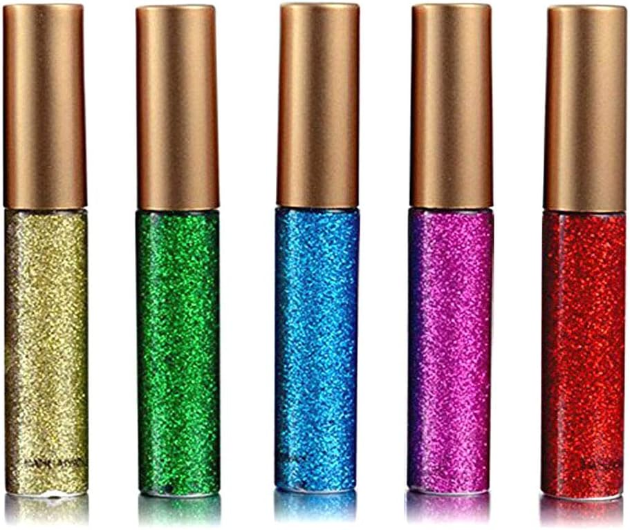 Coosa Glitter Liquid Eyeliner 5PCS Long Lasting Waterproof Sparkling Eyeliner Eye Shadow Pen (5PCS-2)