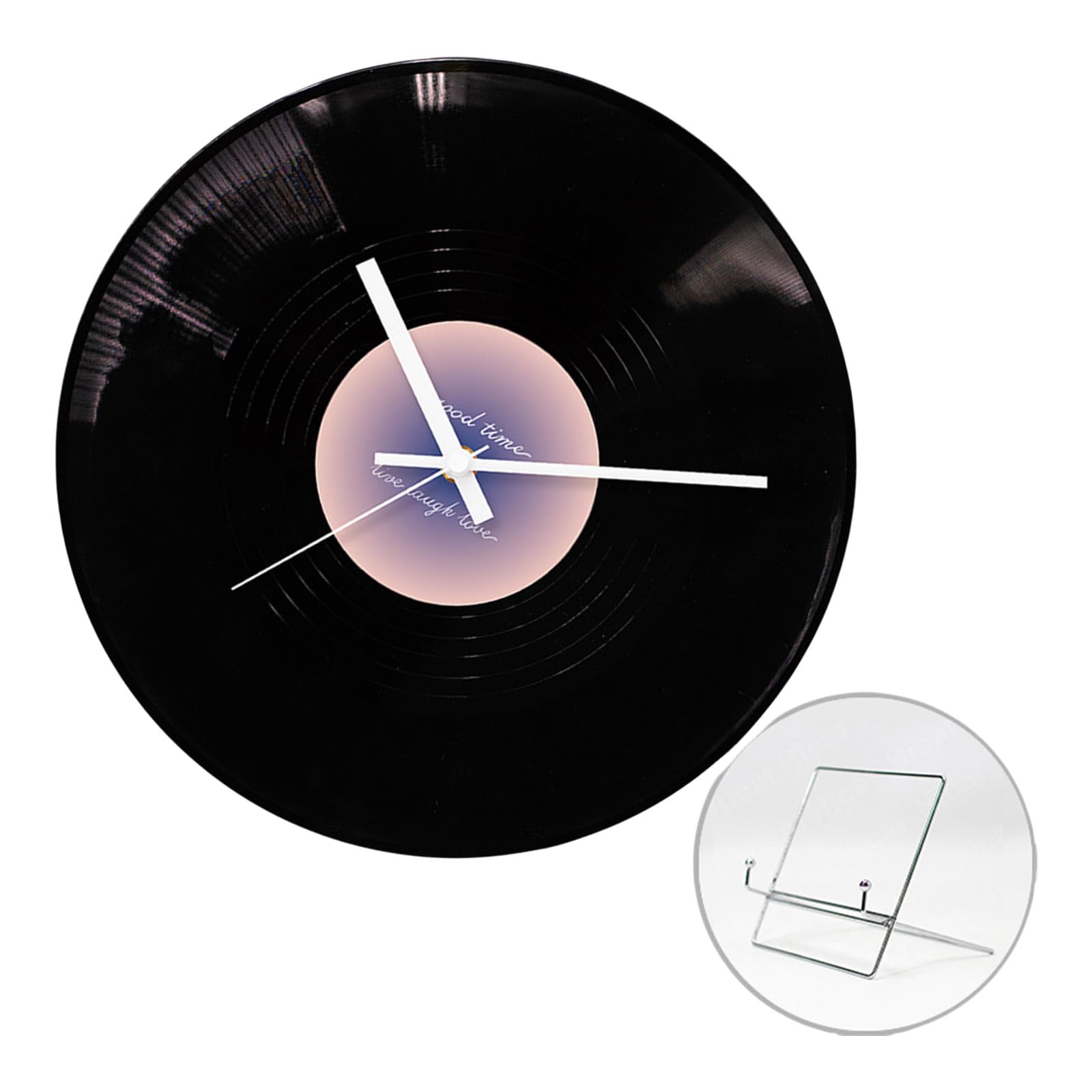 Tfaoys B Record Shape Clock With Optional Center Color And Metal Display Stand Eye Catching Desk Display Clock Decorative Wall Art