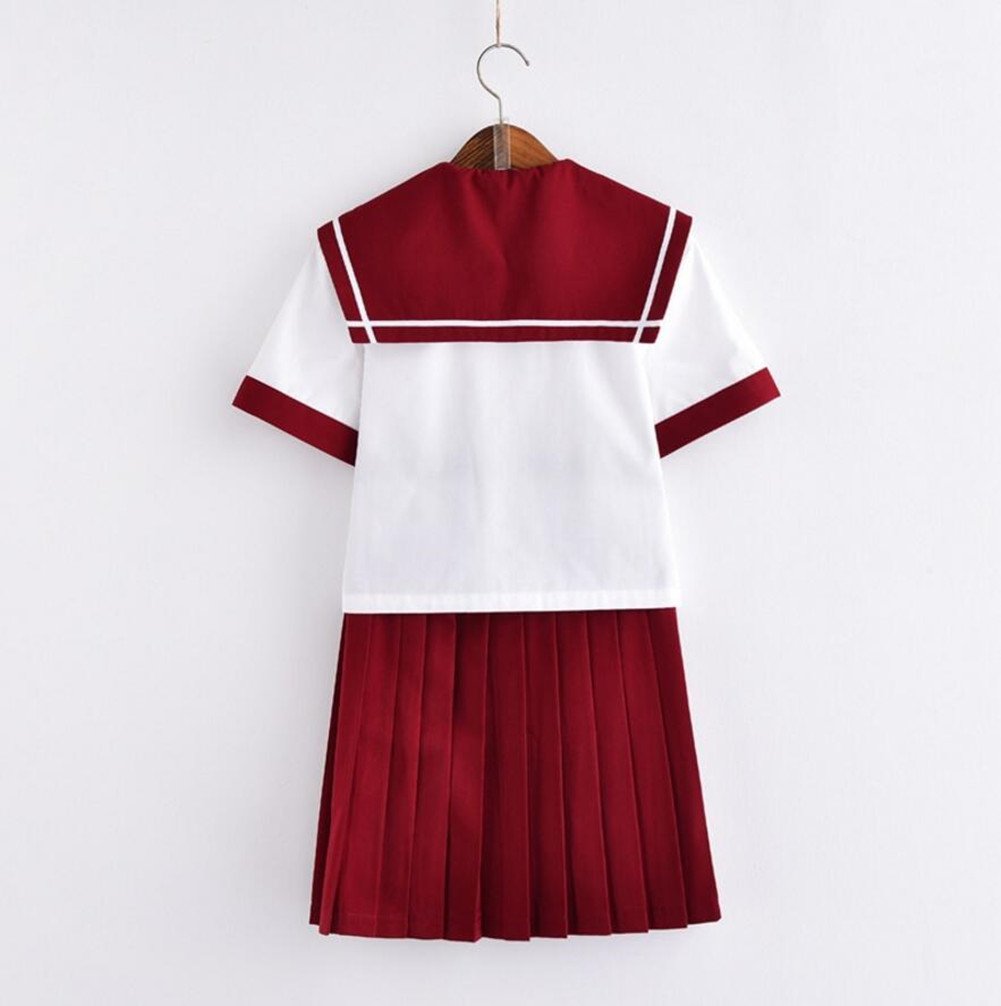 Amazon.co.jp: 【妖怪庵】白一本 赤い襟 セーラー服 半袖 赤い 学生