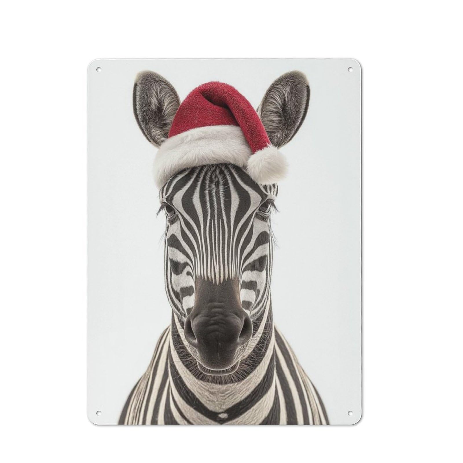 Junmoney Christmas Zebra With Santa Hat Vintage Tin Sign 40X30cm With For Guest Room Or Hallway, For Collectors Decorating Guest Rooms And Hallways