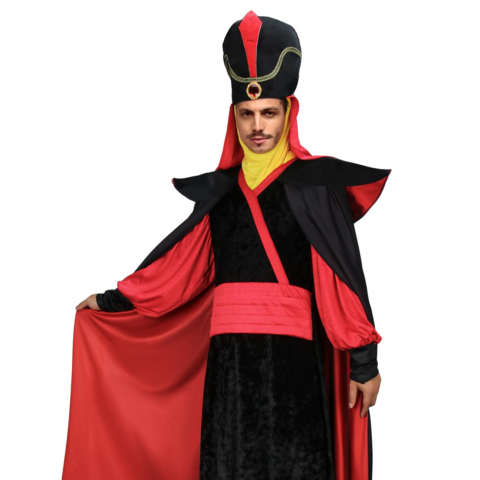 Adulto Cosplay Disfraz de Villano Árabe Túnica Capa Turbante Accesorios para Hombres Halloween Carnaval Fiesta Traje