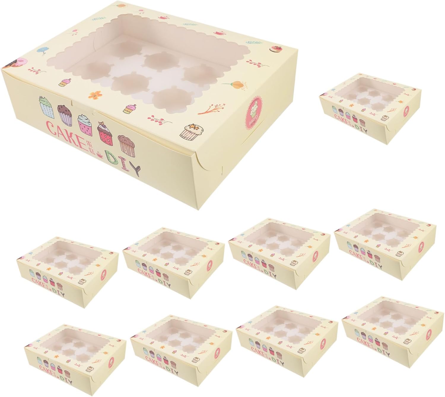 10pcs Small Cake Packaging Boxes for Muffins and Pastries Sturdy Paper Boxes Easy Assembly for Bakery and Takeout Needs