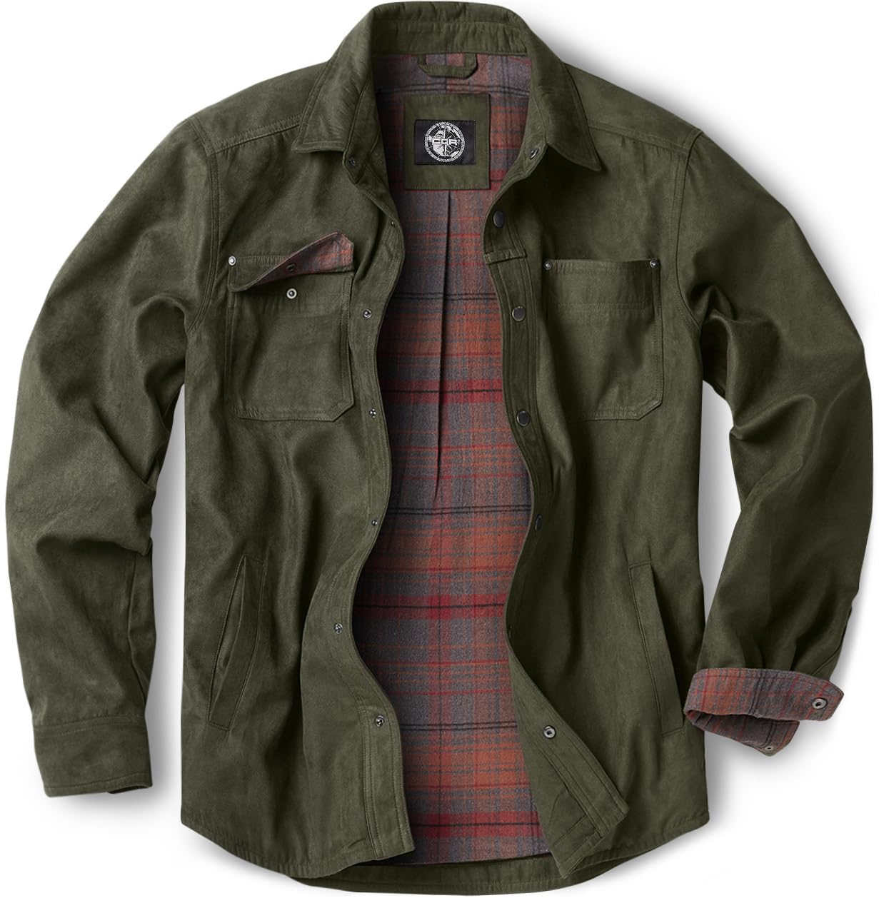 CQR Men's Flannel Shirt Jacket Long Sleeve, Winter Warm Outdoor Casual Plaid Jacket Coat with Pockets