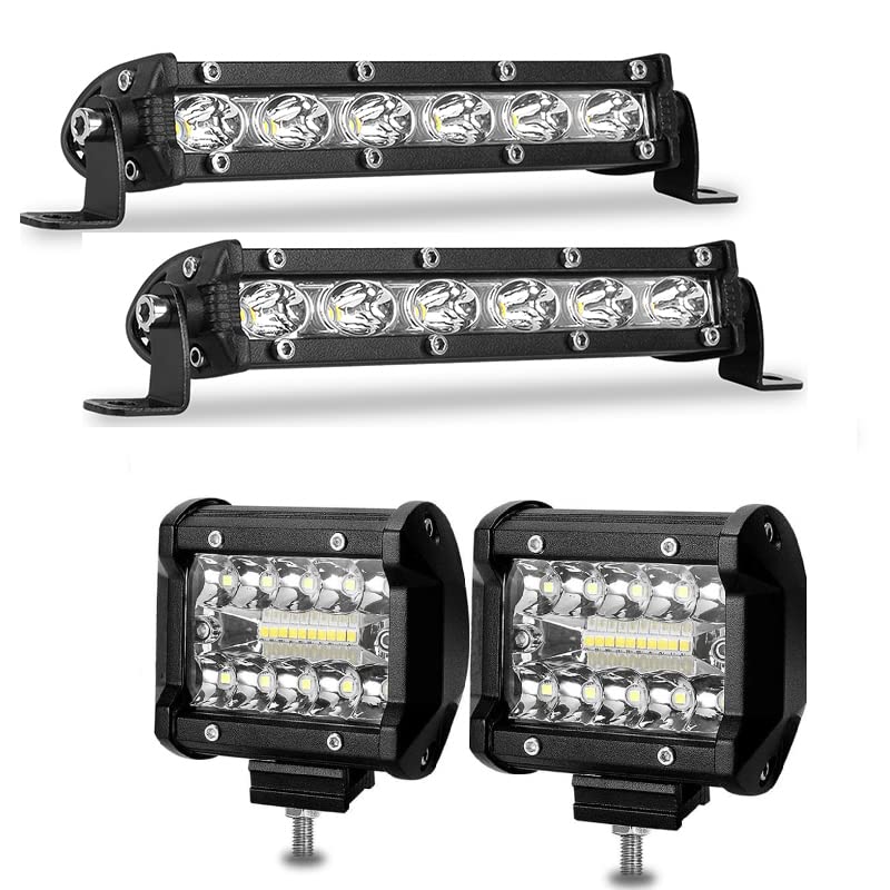 Bundle - Led Light Bar 7 Inch [2pcs] + 4 Inch [2pcs]