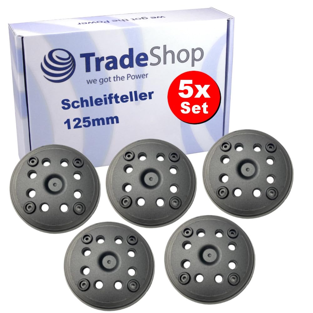 Trade-Shop - Juego de 5 discos de lija de 8 orificios y 4 orificios de cierre autoadherente, compatible con Bosch PEX 270 A, PEX 270 AE sustituye a 2608601159, 2608601169