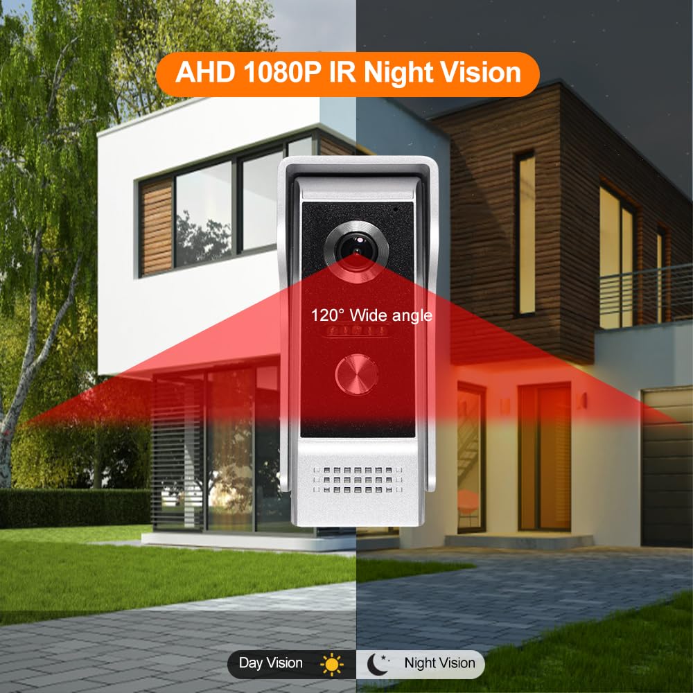 Système d'interphone vidéo WiFi IP 1080p AHD tactile couleur écran intérieur IR vision nocturne caméra extérieure sonnette vidéo pour la maison, application intelligente Tuya Déverrouillage à