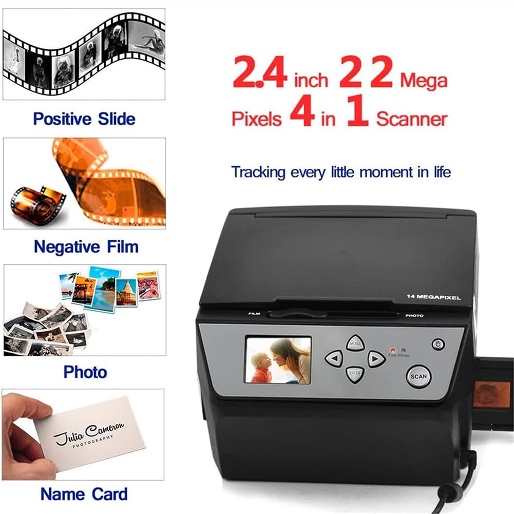 KK-GAL 22MP Digital Film & Slide Scanner, All-in-1 Film Scanner, Convert 135/35Mm Slide/110 to Digital JPEG, Multifunctional Film/Business Card/Photo Scanner, Film Negatives & Slides Combo Scanner