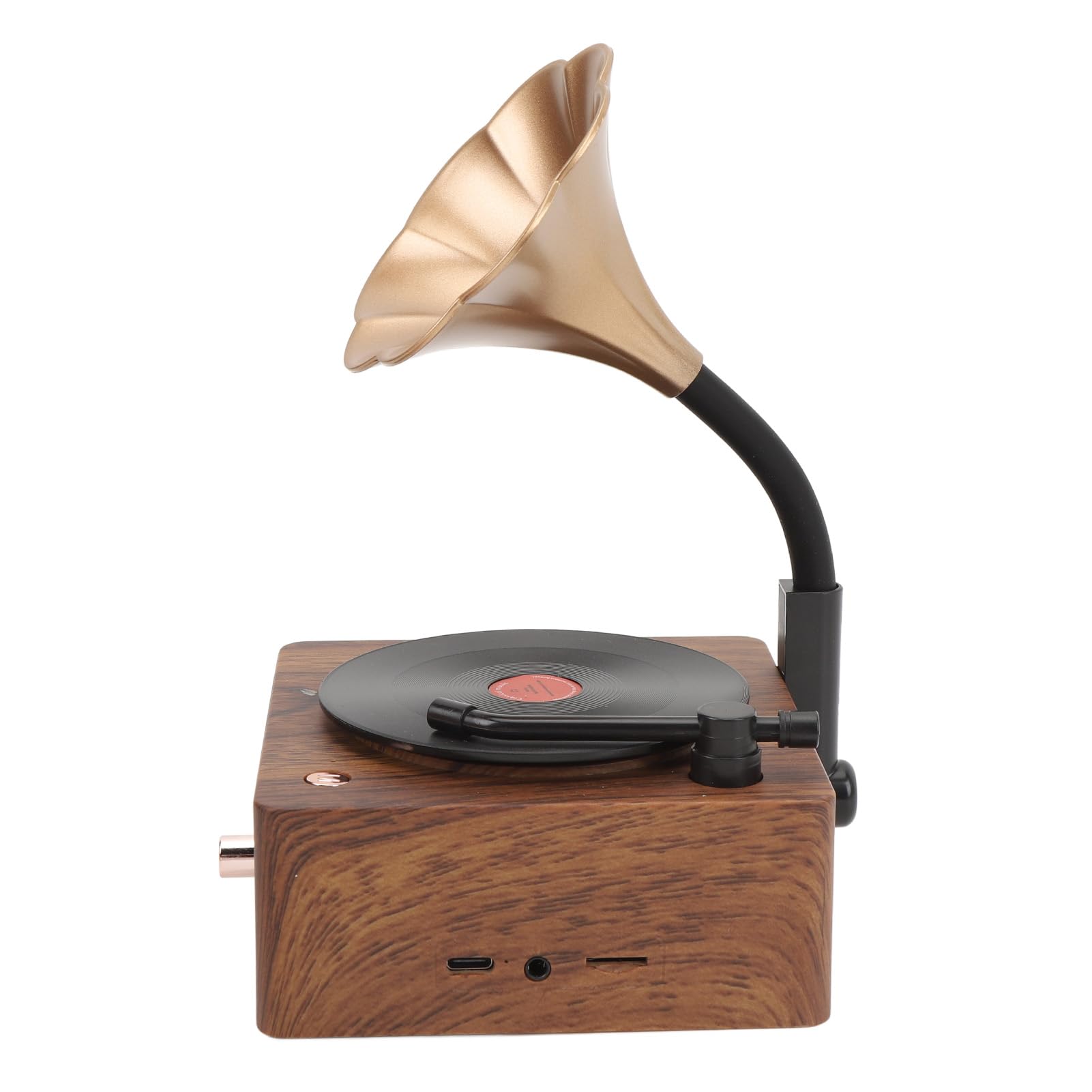 Joueur de Disques, Haut-Parleur de Haut-Parleur Gramophone Haut-Parleur avec Haut-Parleur Grain de Bois Vintage ROTACTACT ROCKAT Player Forme Stéréo Haut-Parleur pour la Maison