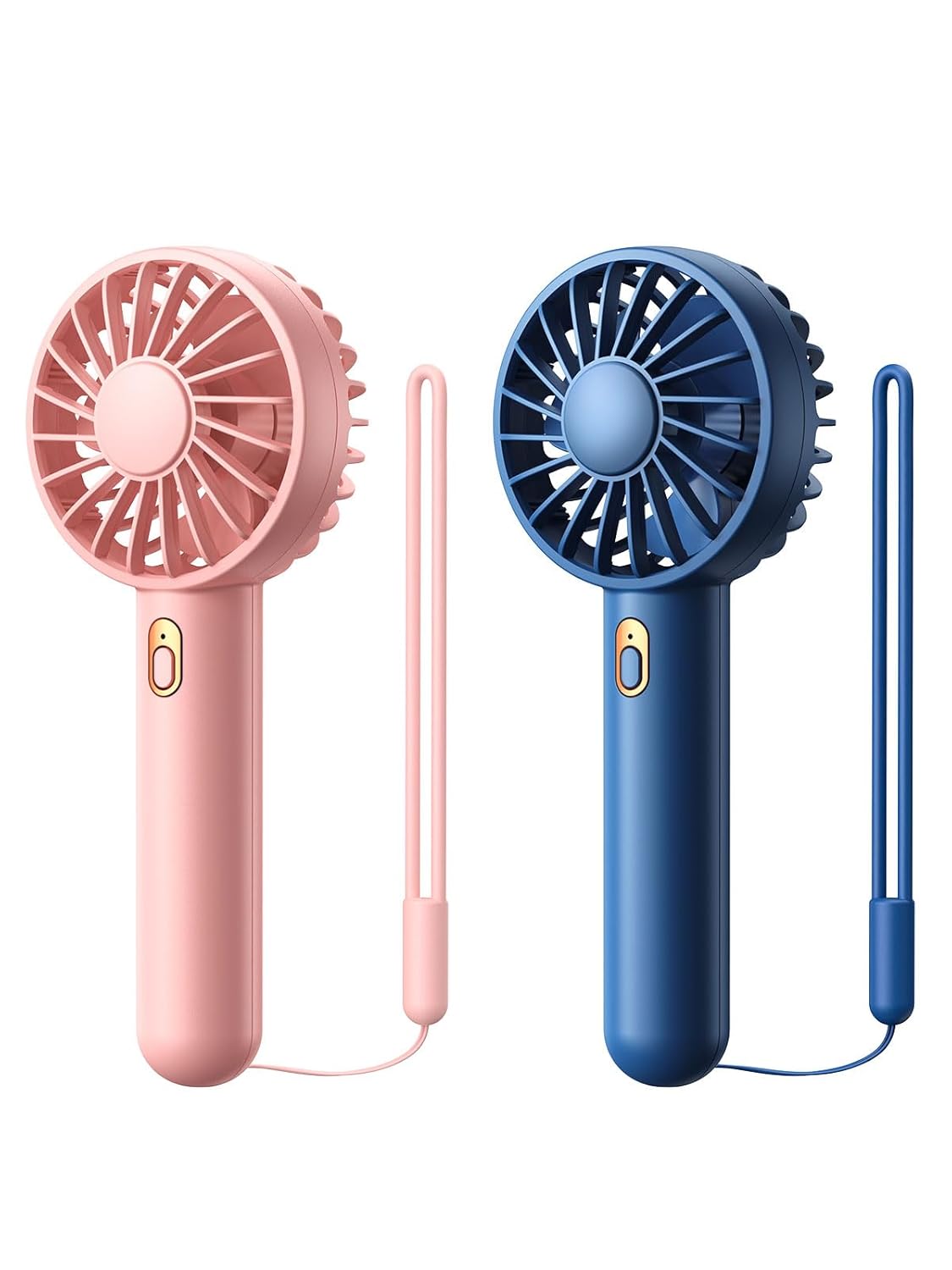 Warmco Mini Portable Fan 2-Pack - 3 Speed Rechargeable Handheld Desk Fan with Base Compact Cooling for Travel