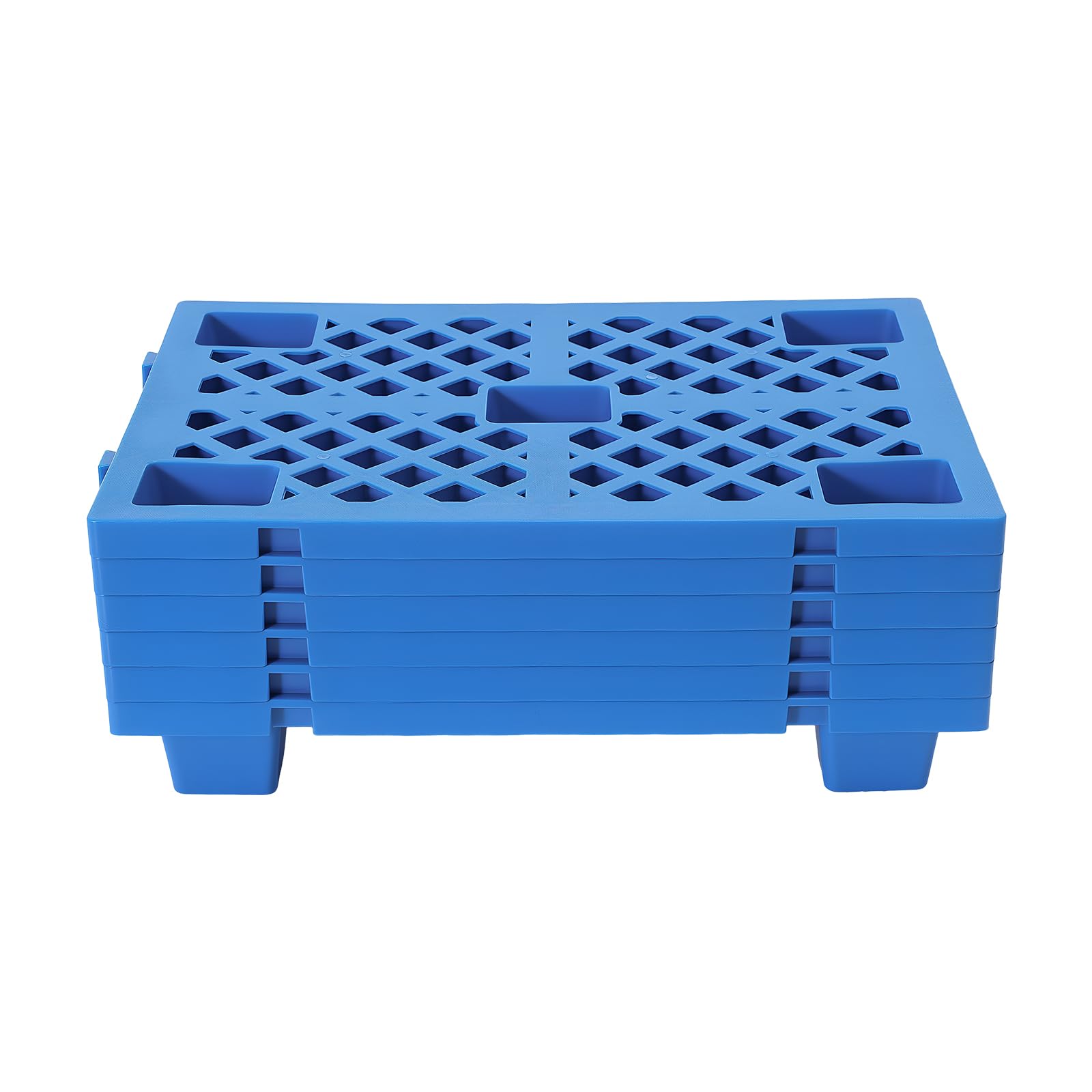 Juego de 6 paletas de plástico, 60 x 40 x 10 cm, paleta ligera con conexión | Capacidad de carga de 100 kg por palé, apilable y bloqueable, superficie antideslizante, pies para mayor estabilidad
