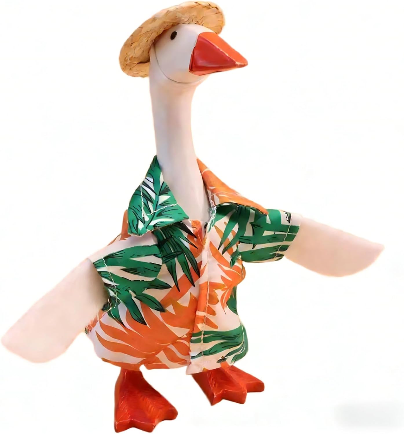 7-Inch Desk Goose Outfit Hawaiian Style - Palm Print Shirt Summer Vacation Desk Goose Costume, Magnetic Desktop Goose Statues Clothes Accessories for Home Office Table Decor Holiday Party Photo Props