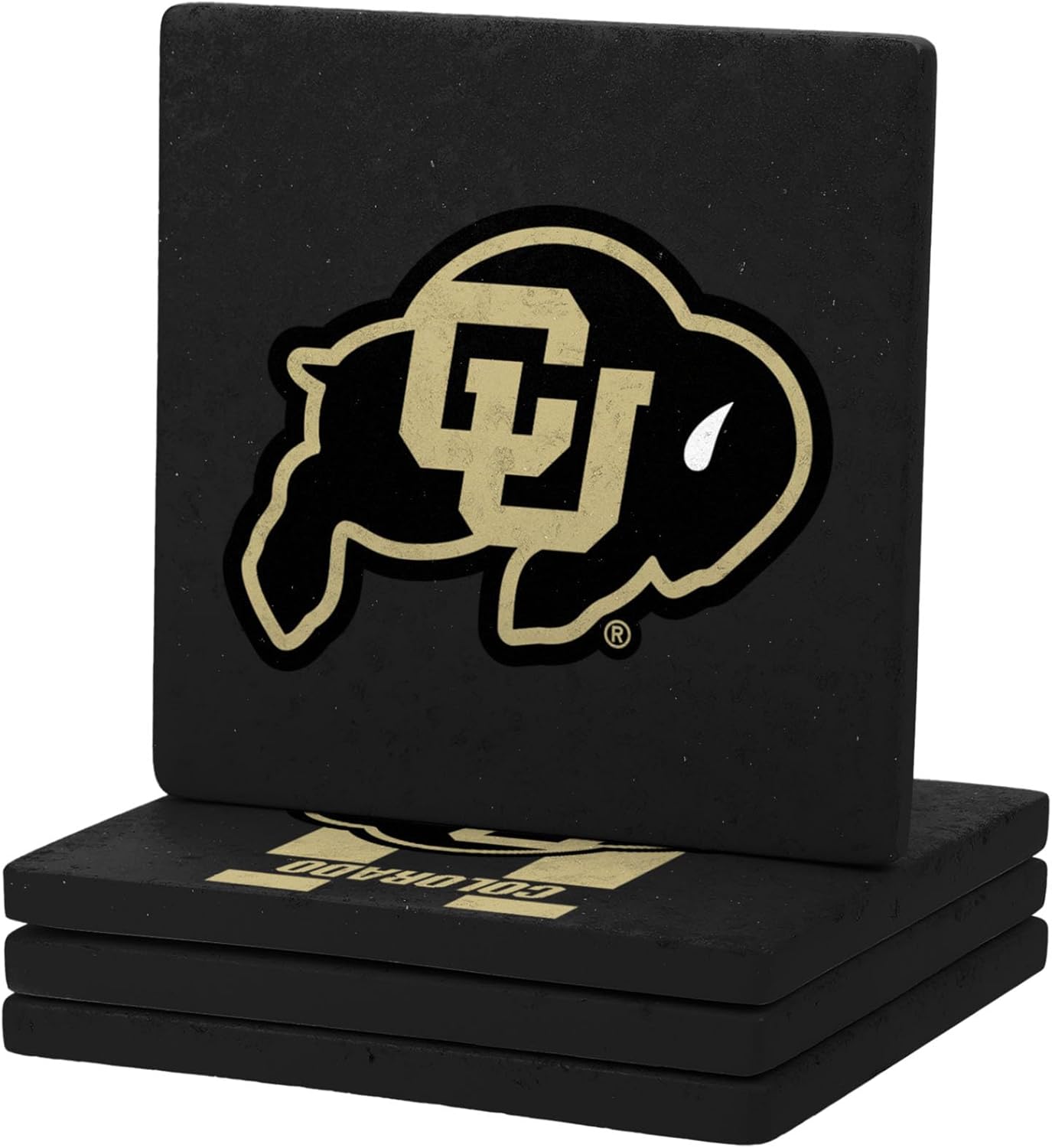 FOCO NCAA Official 4-Pack Beverage Drink Stone Coaster Set (Colorado Buffaloes) - Image 2