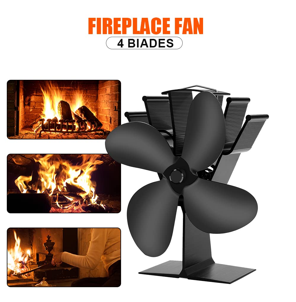 COMBIUBIU 4 Blades Stove Fan, Log Burner Fan for Wood Burning Stove Fan  Heat Powered Fan Eco Friendly Circulation for Wood/Log Burner/Fireplace :  Amazon.co.uk: DIY u0026 Tools