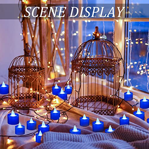 6000 Pcs Artificial Rose Petals With 72 Pcs Flameless Led Candles Romantic Decorations Fake Candles Happy Anniversary Decorations For Romantic Night Valentine's Day Anniversary Wedding Table (Blue) #TOP6