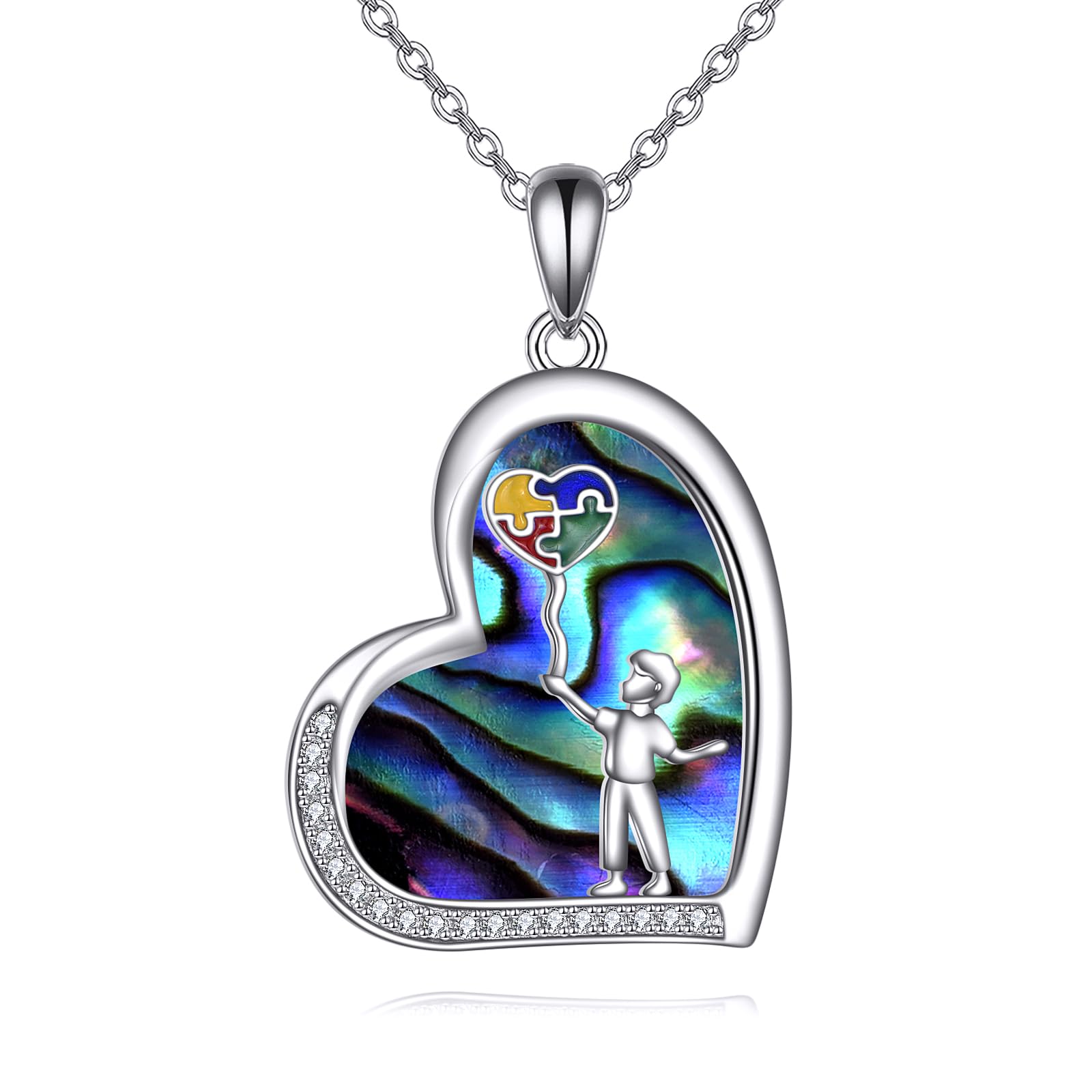 Snapklik.com : Autism Awareness Necklace Sterling Silver Abalone Autism ...