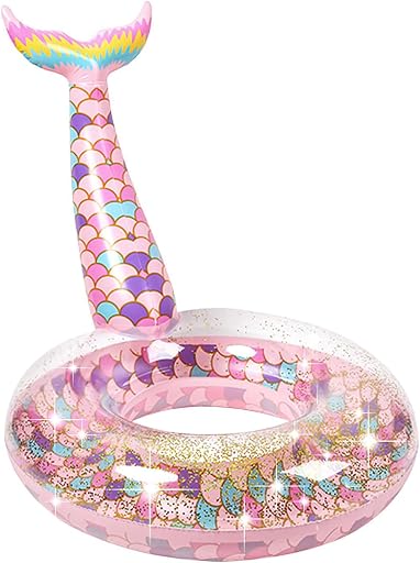 Pool Floats Inflatable Swimming Rings Mermaid Tail Tubes Glitters Water Party Summer Beach for Kids and Adults