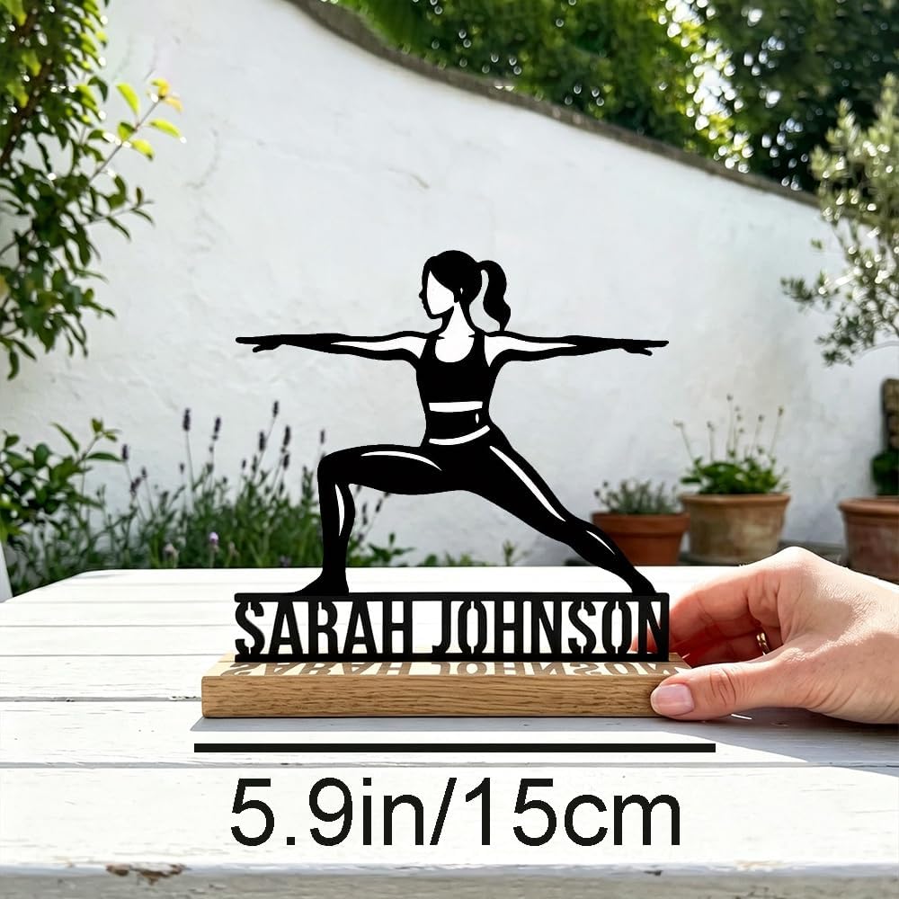Personalized Metal Yoga Pose Desktop Ornament Minimalist Tabletop Decor for Home Office Fitness Enthusiasts Elegant Birthday Gift for Her and Him image 2