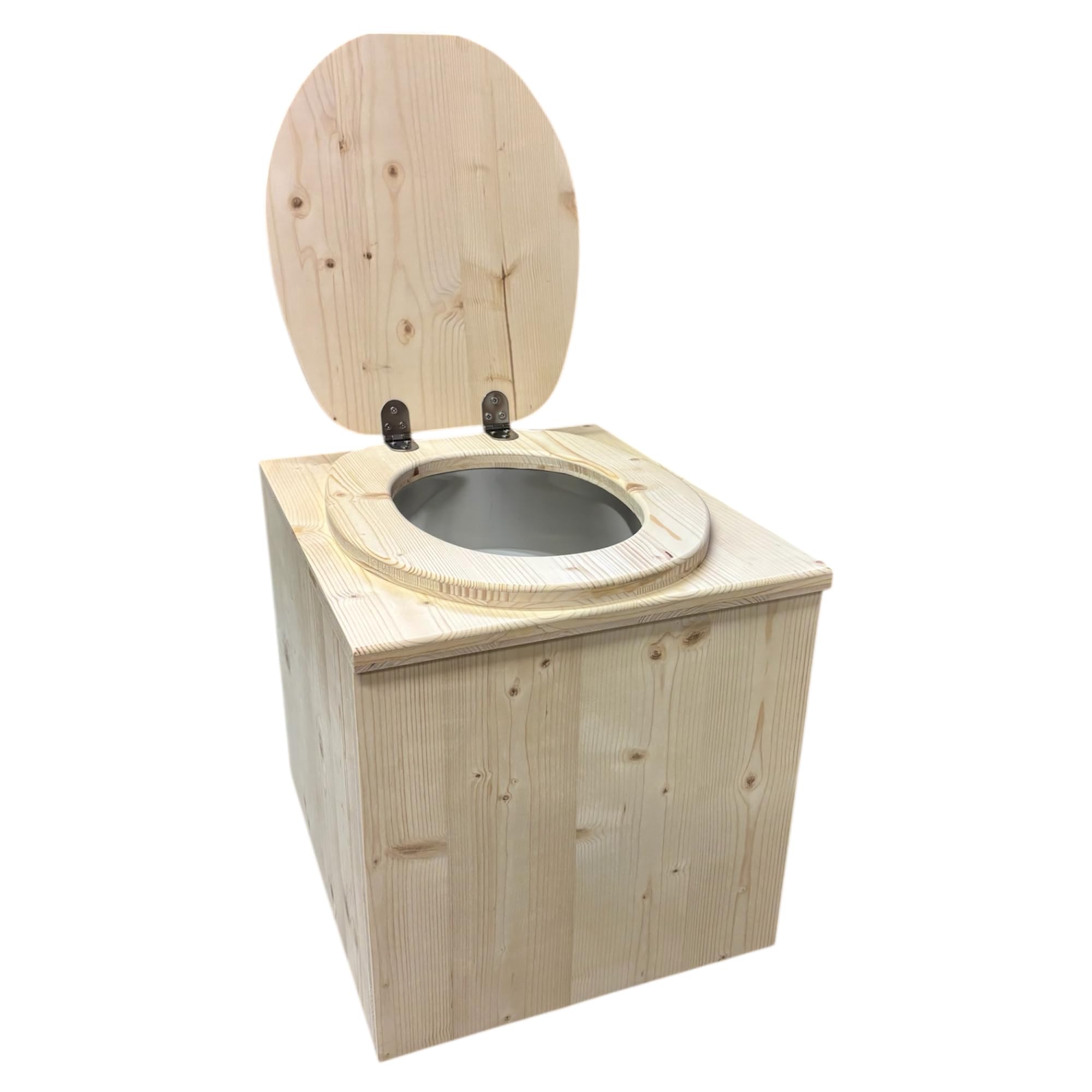 Générique Toilette seche ECO Plus en Bois avec bavette INOX et Seau Plastique - Fabrication Française Artisanale -
