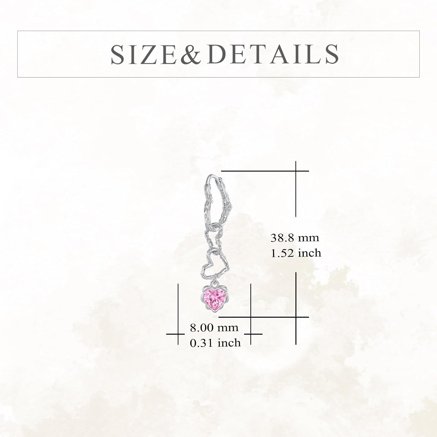 LUHE Heart Shaped Earrings Sterling Silver Dangle Zircon Heart Hoop Jewelry Earring Gifts for Women - Image 5