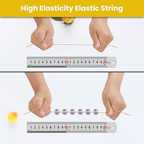 Miniatura 5 de Cuerda elástica metálica para pulseras, 0.039 pulgadas, 330 pies, cuerda elástica dorada para hacer joyas, collares, cuentas, cuerda de manualidades