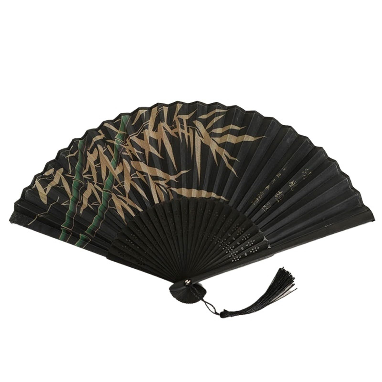 Gwyzax Wooden Folding Fan 4pc Chinese Silk Folding Fan Wooden Dance Fan with Tassel for Women